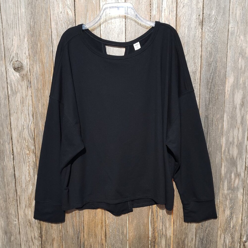 Old Navy Active XXL Women's Top Black Long Sleeve‎ Twist Split Open Back Knit